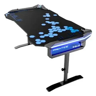 E-blue Herní stůl EGT004BK EGT004BKAA-IA, 135x78,5cm, 72-91,2cm, RGB podsvícení, výškově nastavitelný, s podložkou pod myš