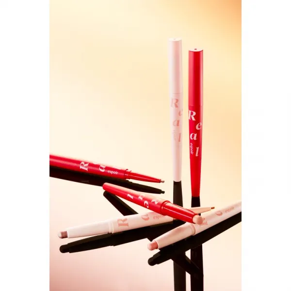 espoir Real Eye Dual Stick dlhotrvajúce očné tiene v ceruzke s rozjasňovačom odtieň 02 Peach Beam 0.5 g