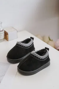 Children's ankle snow boots on a platform insulated with fur black Vilabria