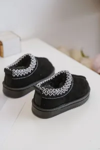 Children's ankle snow boots on a platform insulated with fur black Vilabria