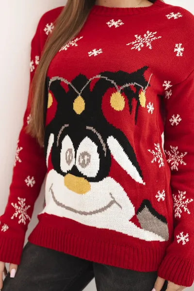 Christmas sweater with reindeer red