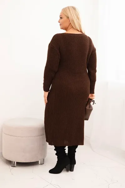 Kesi Włoski Dámska svetrova sukňa Plus Size s moherom čokoládová