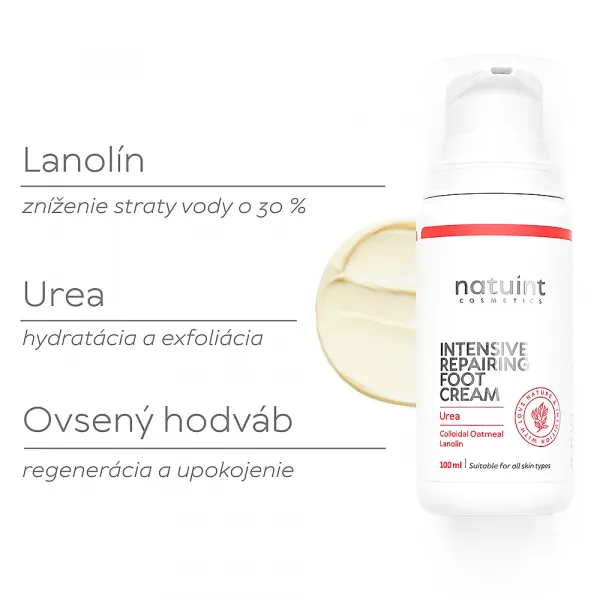 Natuint cosmetics - Zvláčňujúci krém na nohy Lanolín a Urea