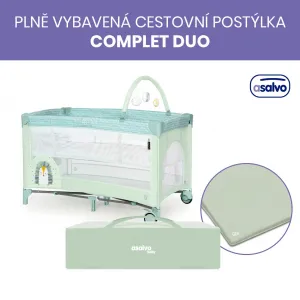 Asalvo COMPLET DUO cestovná postieľka s druhým dňom a hrazdičkou, hedgehog