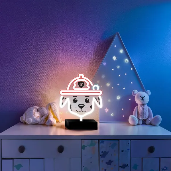 Neónová LED lampa na stojánku – Paw Patrol Marshall