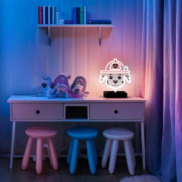 Neónová LED lampa na stojánku – Paw Patrol Marshall