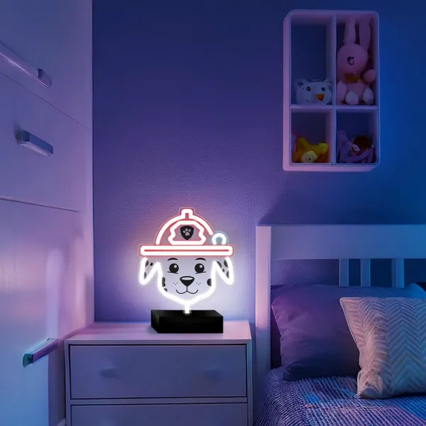 Neónová LED lampa na stojánku – Paw Patrol Marshall