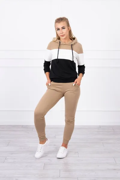 Legínovo Súprava v pestrofarebných pásoch khaki+sivá Farba: Khaki, Veľkosť: UNI