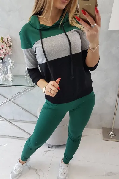 Legínovo Súprava v pestrofarebných pásoch khaki+sivá Farba: Khaki, Veľkosť: UNI