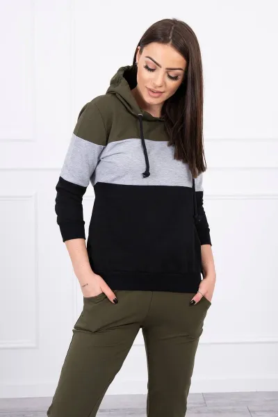 Legínovo Súprava v pestrofarebných pásoch khaki+sivá Farba: Khaki, Veľkosť: UNI