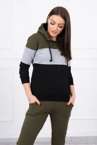 Legínovo Súprava v pestrofarebných pásoch khaki+sivá Farba: Khaki, Veľkosť: UNI