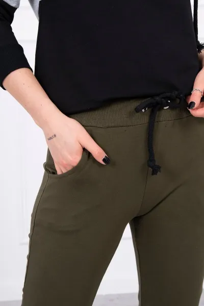 Legínovo Súprava v pestrofarebných pásoch khaki+sivá Farba: Khaki, Veľkosť: UNI