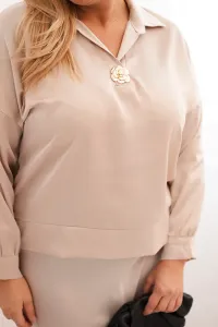 Legínovo Dámska súprava Plus Size so saténovým leskom a čipkou béžová Farba: Béžová, Veľkosť: UNI