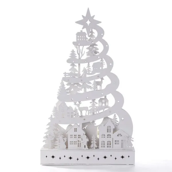 Vianočný svietiaci strom, 45 x 6 x 27 cm, 15 LED, drevo