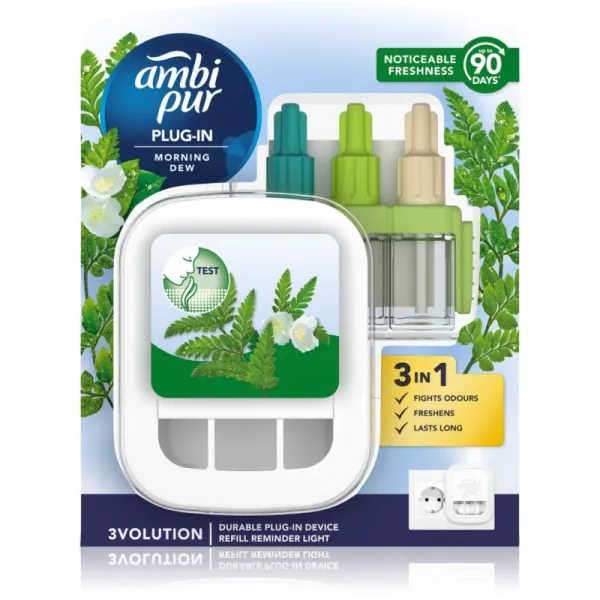 Ambi Pur 3Volution Štartovacia Súprava Elektrického Osviežovača Vzduchu Morning Dew 20ml
