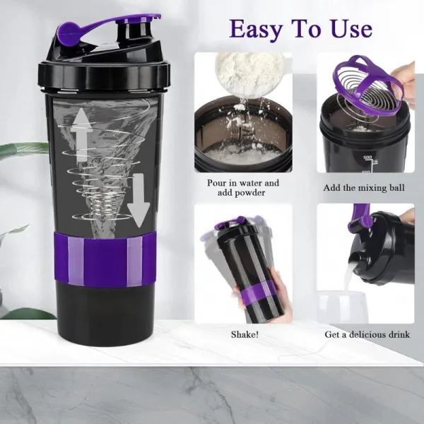 Livefy šejker Twist 500ml, čierny / fialový