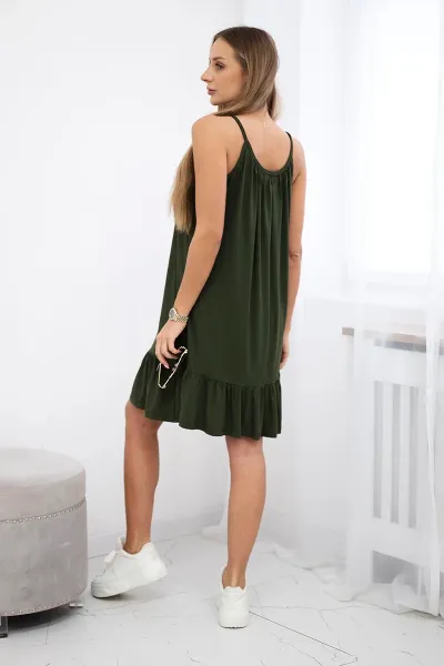 Legínovo Šaty na tenkých ramienkach púdrovo ružové Farba: Khaki, Veľkosť: UNI