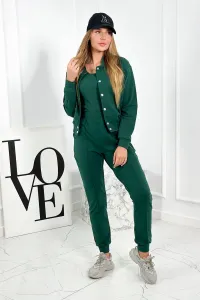 Legínovo Komplet 3 v 1 mikina na patentky + top + nohavice fuksia Farba: Modrá, Veľkosť: UNI