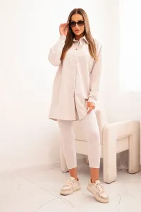 Legínovo Trojdielna súprava mikina, top a legíny v béžovom melíre Farba: Modrá, Veľkosť: UNI