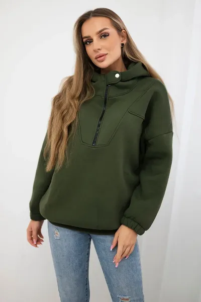 Legínovo Mikina s kapucňou mocca Farba: Khaki, Veľkosť: UNI