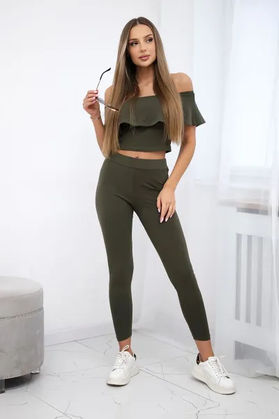 Legínovo Súprava s volánikom khaki Farba: Khaki, Veľkosť: UNI