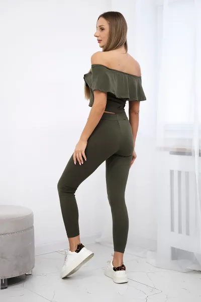 Legínovo Súprava s volánikom khaki Farba: Khaki, Veľkosť: UNI