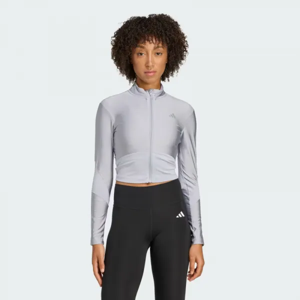 Dámska tréningová mikina so zipsom ADIDAS HYG SHN TRACK J HALSIL GREY