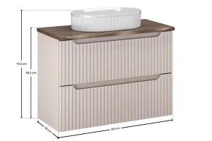 Comad Závesná skrinka Nova Cashmere Beyond I s doskou a umývadlom 80 cm kašmírová/dub casella