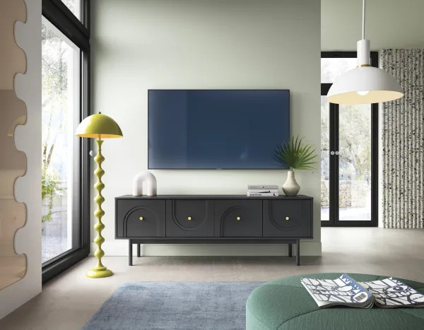 Vivaldi TV stolík Mazoma 154 cm čierny/zlatý