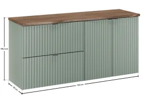 Comad Závesná skrinka pod umývadlo Line Reed Green s doskou 120 cm zelená/dub casella
