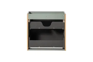 Comad Závesná skrinka Line Reed Green Beyond s doskou a umývadlom 80 cm zelená/dub casella