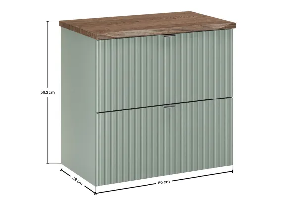 Comad Závesná skrinka pod umývadlo Line Reed Green s doskou 60 cm zelená/dub casella