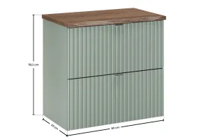 Comad Závesná skrinka pod umývadlo Line Reed Green s doskou 60 cm zelená/dub casella