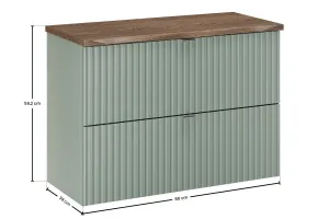 Comad Závesná skrinka pod umývadlo Line trstinová zelená s doskou 80 cm zelená/dub casella