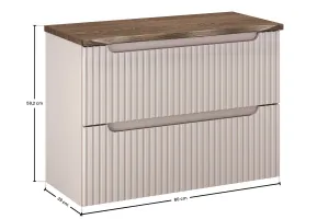 Comad Závesná skrinka pod umývadlo Nova Cashmere I s doskou 80 cm kašmírová/dub casella