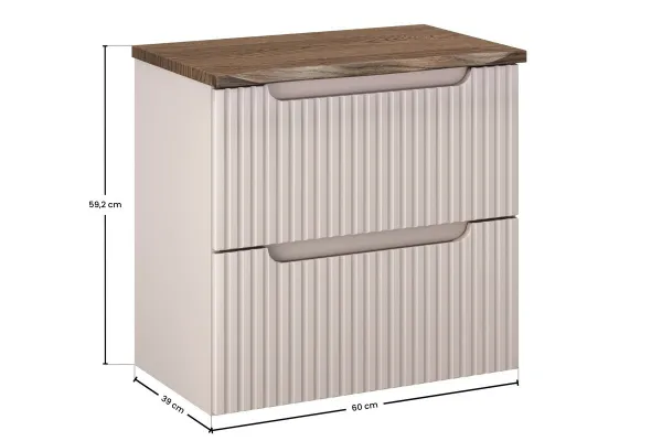 Comad Závesná skrinka pod umývadlo Nova Cashmere Nature s doskou 60 cm kašmírová/dub casella
