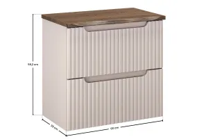 Comad Závesná skrinka pod umývadlo Nova Cashmere Nature s doskou 60 cm kašmírová/dub casella
