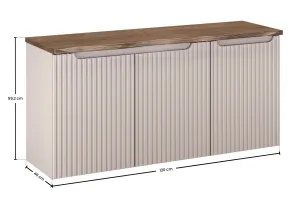 Comad Závesná skrinka pod umývadlo Nova Cashmere s doskou a košom na bielizeň 120 cm kašmírová/dub casella