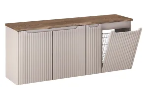Comad Závesná skrinka pod umývadlo Nova Cashmere s doskou a košom na bielizeň 140 cm kašmírová/dub casella