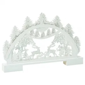 Drevená dekorácia s LED 41 cm, biela, assort