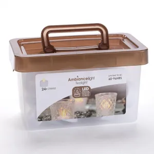 Sada 24 ks čajových LED sviečok s časovačom