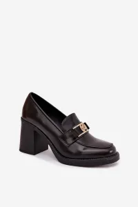 Dámske poltopánky s opätkom a zlatým detailom