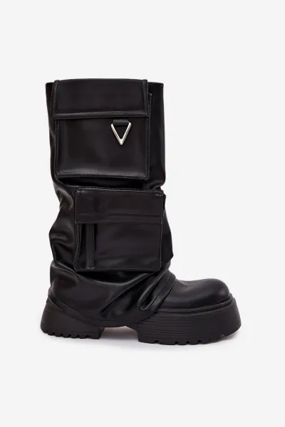 Boto zateplené slip-on čižmy na platforme s vreckami