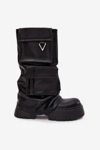 Boto zateplené slip-on čižmy na platforme s vreckami