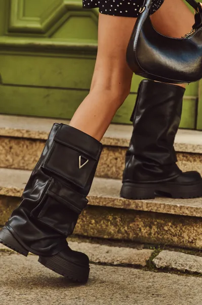 Boto zateplené slip-on čižmy na platforme s vreckami