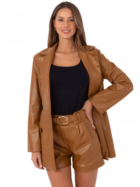 Dámske kožené kraťasy camel