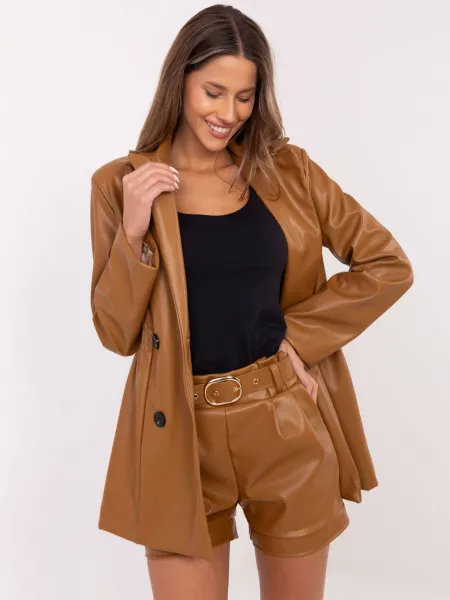 Dámske kožené kraťasy camel