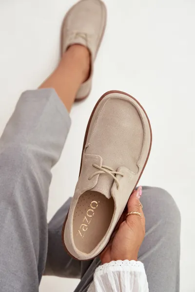 Dámske barefoot mokasíny z prírodného semišu