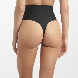 DIM INVISIBLE MID WAIST THONG - čierne nohavičky