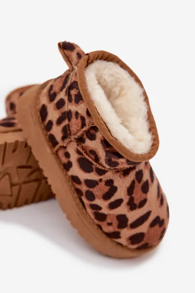 Detské snehule s kožušinou a leopardím vzorom